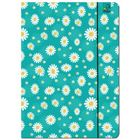 Paczka Teczka A4 z gumką Stokrotki Turkus 5 sztuk