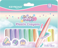 Kredki świecowe KEYROAD pastelowe dwustronne plastikowe 12 kolorów