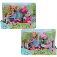 Lalka  Evi na rowerze z przyczepką 1szt.mix