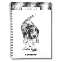 Szkicownik A4 Pies Basset na spirali z perforacją 50k