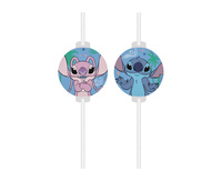 Słomki papierowe z medalionem Stitch & Angel Disney 4szt.