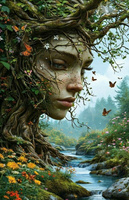 Diamentowa Mozaika Kobieta Nimfa w drzewie NO-2003084