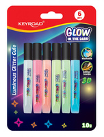 Klej brokatowy KEYROAD Luminious fluorescencyjny 6 kolorów blister