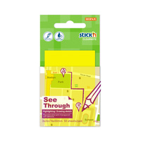 Notes samoprzylepny przezroczysty żółty 51x76 mm 50 kartek