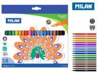Flamastry okrągłe z cienką końcówką Milan 18 kolorów