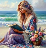 Diamentowa Mozaika Kobieta czytająca na wybrzeżu NO-2001851