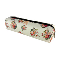 Piórnik szkolny młodzieżowy prostokąt kostka Róże W Beżu