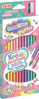 Kredki szkolne trójkątne dwustronne BAMBINO PASTEL 12/24 kolorów dł. 18 cm