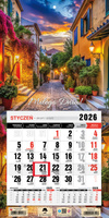 Kalendarz 2026 trójdzielny jednodzielny mini z magnesem Romantico KTJ2 V34
