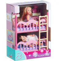 Lalki dwie Evi z piętrowym łóżkiem