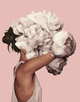 Diamentowa Mozaika Kobieta głowa z białych kwiatów NO-1007743