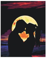 Diamentowa Mozaika Zakochana para cienie na tle księżyca NO-1009645