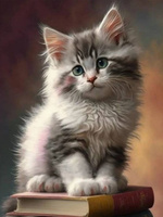 Diamentowa Mozaika Kot malutki na książkach NO-2000904