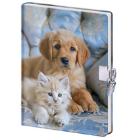 Pamiętnik z kłódką B6 Pies i Kot 60k. gładki