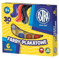 Farby plakatowe w tubach Astra 6 kolorów 30 ml