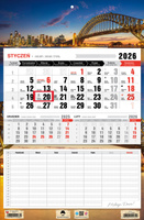 Kalendarz 2026 trójdzielny jednodzielny z planem zajęć City Sidney KTJ4 V1