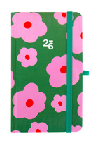 Kalendarz 2026 kieszonkowy tygodniowy Kwiaty na zielonym tle