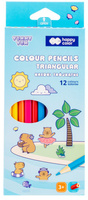 Kredki drewniane trójkątne Yummy Yum Kapibara 12 kolorów Happy Color