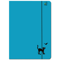 Paczka Teczka A4 z gumką Kot niebieski 5 sztuk