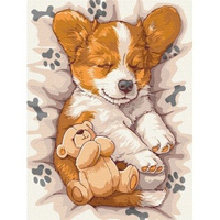 Malowanie po numerach IDEYKA 30x40 cm Śpiący Corgi