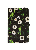 Kalendarz 2026 kieszonkowy tygodniowy Kwiaty na czarnym tle