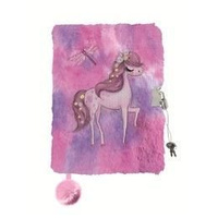 Pamiętnik A5 Włochacz z kłódką Romantic Horse 96k.