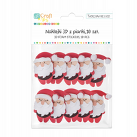 Naklejki 3D z pianki Mikołaje 10 szt.