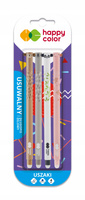 Długopis Happy Color Uszaki zmazywalny 0.5mm 4 sztuki na blistrze
