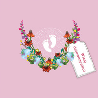 Karnet Swarovski kwadrat CL3411 Narodziny Witaj dziewczynko!