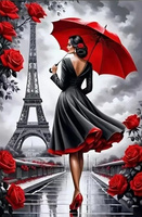 Diamentowa Mozaika Kobieta w Paryżu NO-2001721