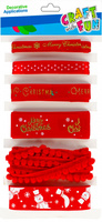 Ozdoba BN wstążki ozdobne czerwone mix 6szt