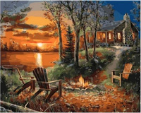 Diamentowa mozaika dom ognisko NO-1006446