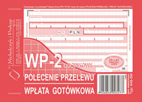 Polecenie przelewu wpłata gotówkowa A6 2 odcinkowe A6
