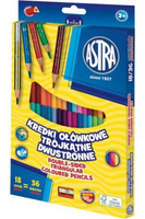 Kredki ołówkowe trójkątne dwustronne 18 kolorów 36 szt. z temperówką