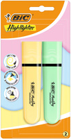 Zakreślacz BIC Flat Highlighter żółty zielony pastel blister 2szt
