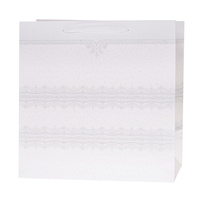 Torebki prezentowe Lux białe z brokatem kwadrat 12 sztuk