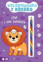 Lew i inne zwierzęta. Kolorowanka z kredką