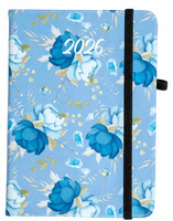 Kalendarz 2026 Flamenco A6 tygodniowy niebieskie kwiaty