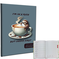 Kalendarz 2026 A5 tygodniowy notatka Leniwiec Kawa