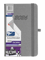 Kalendarz 2026 Techno A6 tygodniowy szary