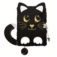 Pamiętnik A5 Włochacz z kłódką 3D Night Cat 96k.