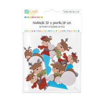 Naklejki 3D z pianki Zabawne Renifery 10szt.