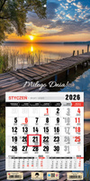 Kalendarz 2026 trójdzielny jednodzielny mini z magnesem Mazury KTJ2 V42