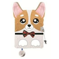 Pamiętnik A5 Włochacz z kłódką 3D Corgi 96k.