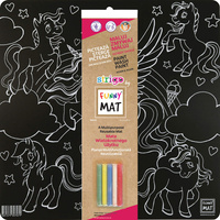 Czarna mata Strigo Funny Mat Unicorns 40x40 cm + kreda