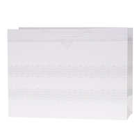 Torebki prezentowe Lux białe z brokatem Horyzont 12 sztuk